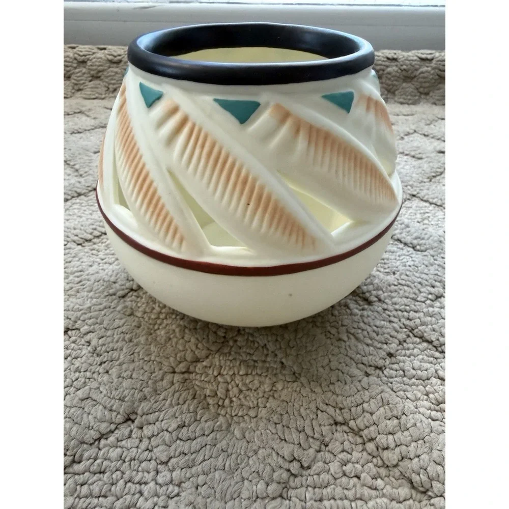 ✨ PARTYLITE Feather Pot Aztec Tea Light Candle Holder